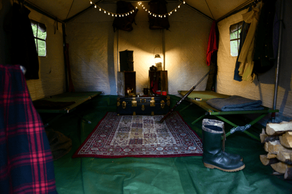 inside tent